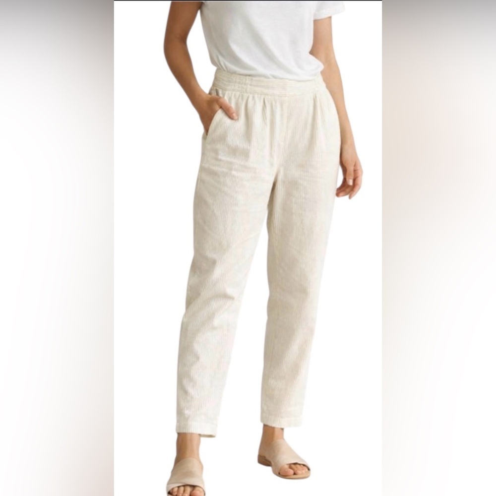 VILAGALLO BEIGE CORDUROY COTTON PANTS SIZE 40 (US 8) ELASTIC WAIST EUC